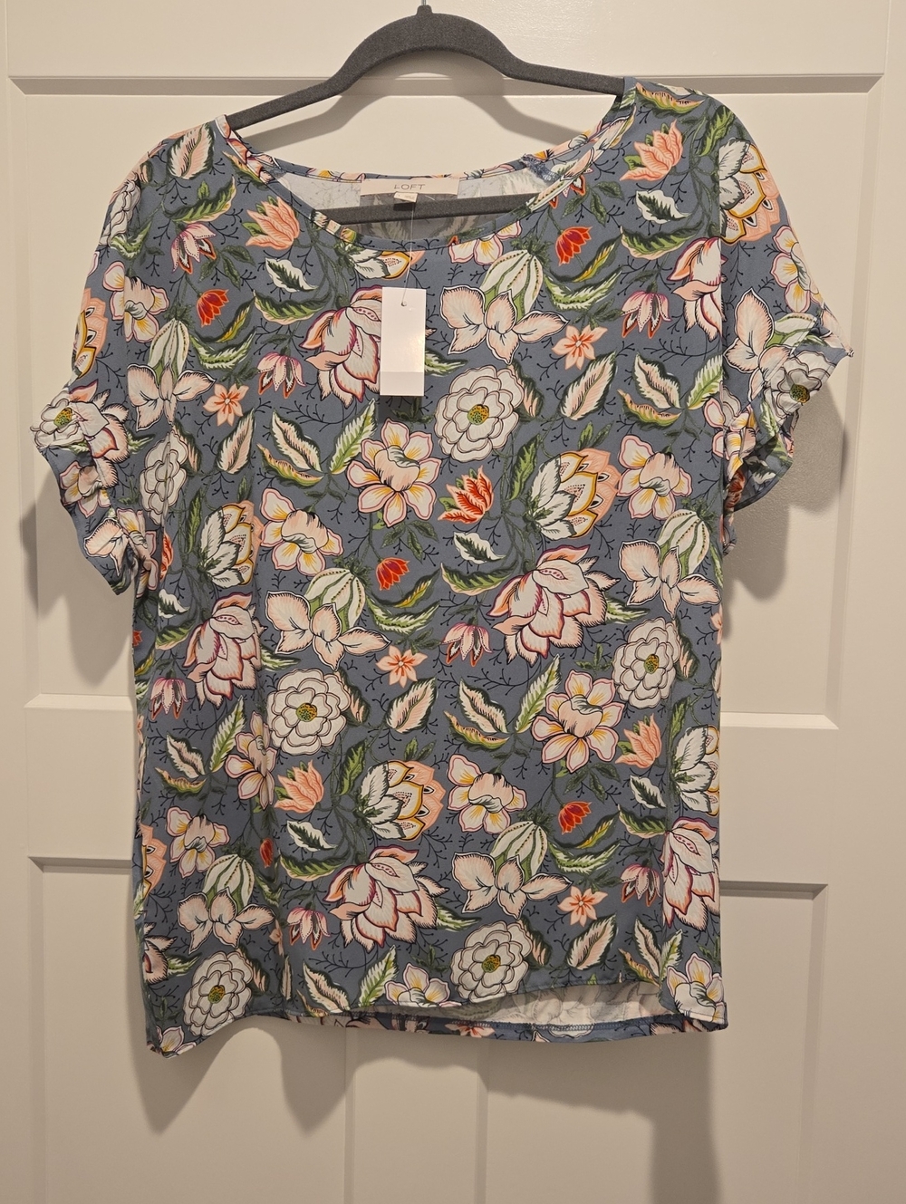 LOFT Blue Floral Short-Sleeve Tee